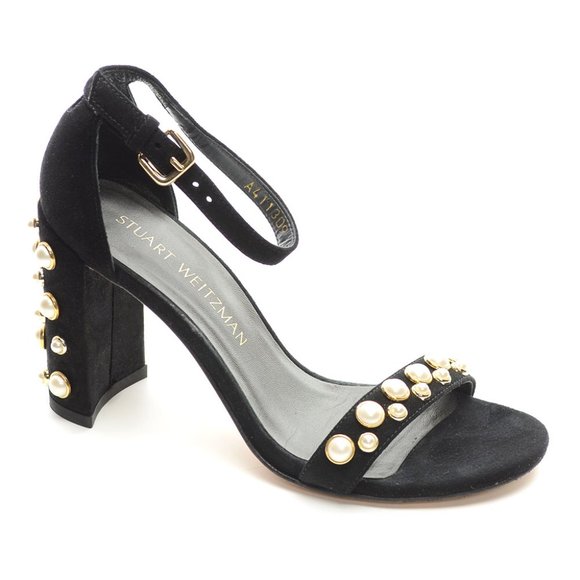 Stuart Weitzman Morepearls Studded Sandals Heels 5.5 M - Picture 4 of 8